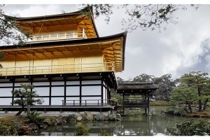 Behind Kinkaku-ji&nbsp;Golden Pavilion Temple, Kyoto, Japan