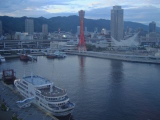 A view of the Kobe Port Tower from the Ferris Wheel attraction at the Mosaic mall near the&nbsp;tower.