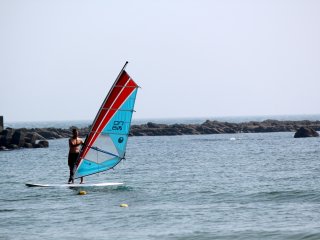 Windsurfing is a popular water sport on the north end of Isshiki