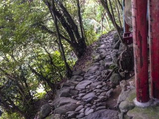 As you travel along the path, don&#39;t get so swept up in the beauty and antiquity that you lose stability. This photo is an example of how narrow the pathway can get. At this point, there is no railing to support you if you fall, so take care!