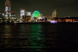 Night view of Minato Mirai's and its three Luxury hotels. From left to right: The Royal Park, The Pan Pacific, The Intercontinental