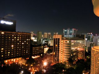 Illuminated city view of Tokyo seen from the veranda of my room at Grand Prince Hotel New Takanawa