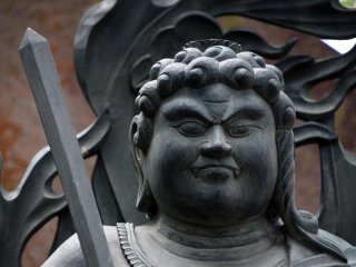Statue of Fudo Myo-o with a strong, serious face