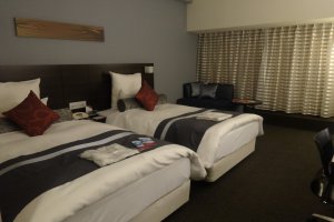 One of the hotel&#39;s twin rooms