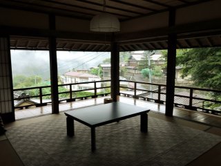 The second floor of Shimizuya overlooks the village