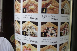 Giraffe Crepe menu with luscious pictures