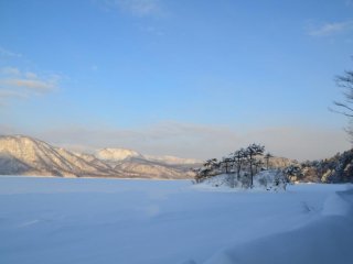 Magnificient Lake Towada in winter