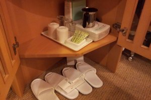 Slippers and tea are standard in Japanese hotels