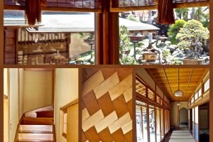 The wooden interior at the Shunkaen Bonsai Museum