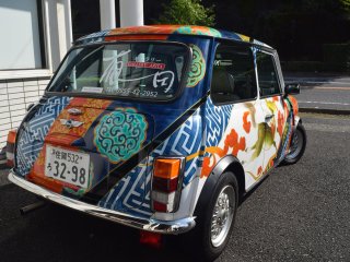 An Arita-yaki inspired Mini Cooper out the front