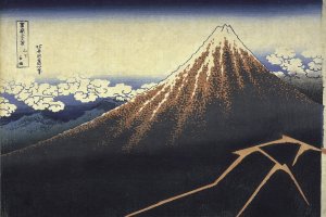 Rainstorm Beneath the Summit by Hokusai 