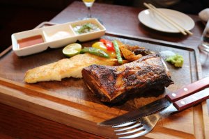 Grilled fish served on the bone
