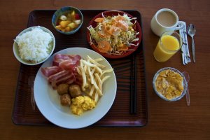 The first morning I went for the western-style breakfast; however, I added some delicious rice.