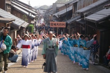 Samurai return to the streets of the old checkpoint town during summer festivals