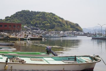 Kayoi harbor is filled with fishing boats