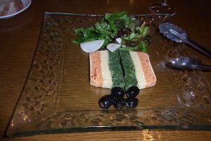 Gorgonzola, tomato and spinach terrine