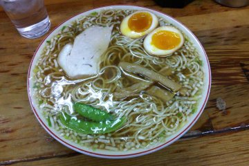 <p>The chuukan ramen with egg, bowl full to the brim.</p>
