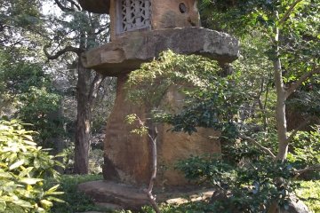 <p>A thumping big stone lantern, one of a handful dotted around the park</p>