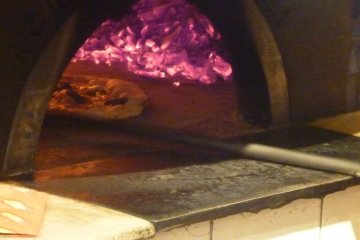 Cesari's wood fired pizza kiln.