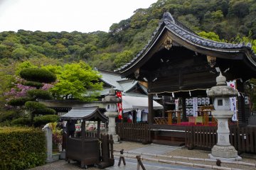 <p>Kitano Tenman&nbsp;Shrine lies in a beautiful and peaceful neighborhood, with Mount Maya in the backdrop. The best time to visit this shrine is in spring, when the lush green of the surrounding hills is at its best.</p>
