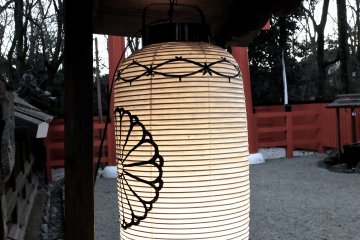 <p>Lantern at the entrance lit up in the early morning</p>