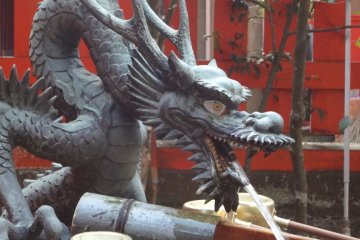 As I mentioned above, a dragon is the protector of the shrine. You will see his form adorning several places around the grounds, including the purification basin, the hanging scroll of the main hall, and more.