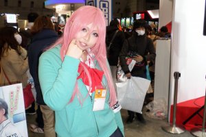 One of the hundreds of cosplayers at AnimeJapan 2014. Lines were long for the changing rooms as cosplayers had to wait one hour to enter and one hour to exit the changing area.