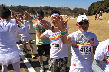 <p>Happy finishers cheering us on at The Color Run 5K in Japan</p>