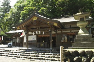 The main worship hall of Tsubaki Taisha Shrine