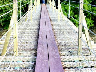 Are you brave enough to cross it? The path bounces up and down as you step on this suspension bridge
