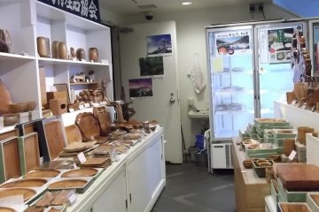 <p>Hand-crafted wooden goods in the souvenir shop</p>