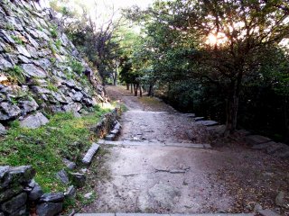 There are three paths to reach the Castle Keep Ruins, which is on top of a hill; this is one of them, the most gradual of the three