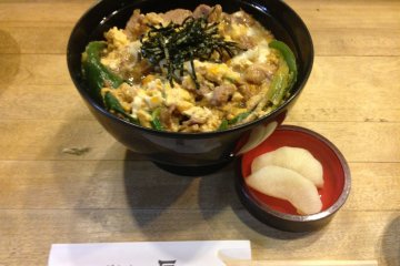 <p>Duck noodles with soft scrambled eggs at Gion Ishi Restaurant in Kyoto, Japan.</p>