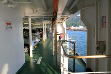 You can wander around the seating areas on the upper decks, but hanging out on the vehicle deck is not permitted.