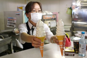Did you say ice cream? Sold! Vanilla cones are available for just 300yen.