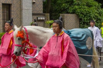 <p>These horses called Sōme (走馬) are dedicated to the Deities of the Shimogama and Kamogamo shrines. They will run in front of these shrines during the annual Aoi Matsuri (葵祭) 2014 in Kyoto City!</p>