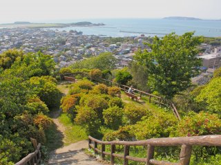 There are several, beautiful hiking paths at Shiroyama Park, that will eventually lead you to breathtaking views of the Pacific Ocean.