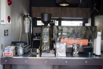 <p>The barista machine and coffee grinder</p>