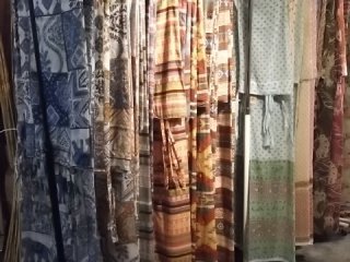 Rails and rails of curtains in the main store