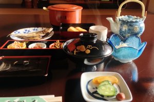 Stunning breakfast in your own room. &nbsp;They only serve Japanese style cuisine here.