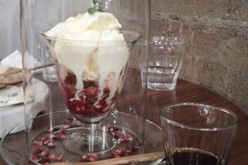 <p>Half parfait, half cocktail, all beautifully presented. The Mozart chocolate liqueur was delicious with the raspberry sauce and ice-cream.</p>