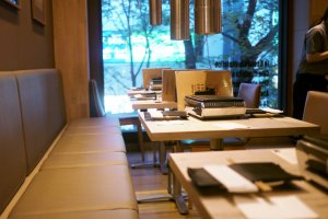 The stylish minimalist tables at Ushigoro Bambina