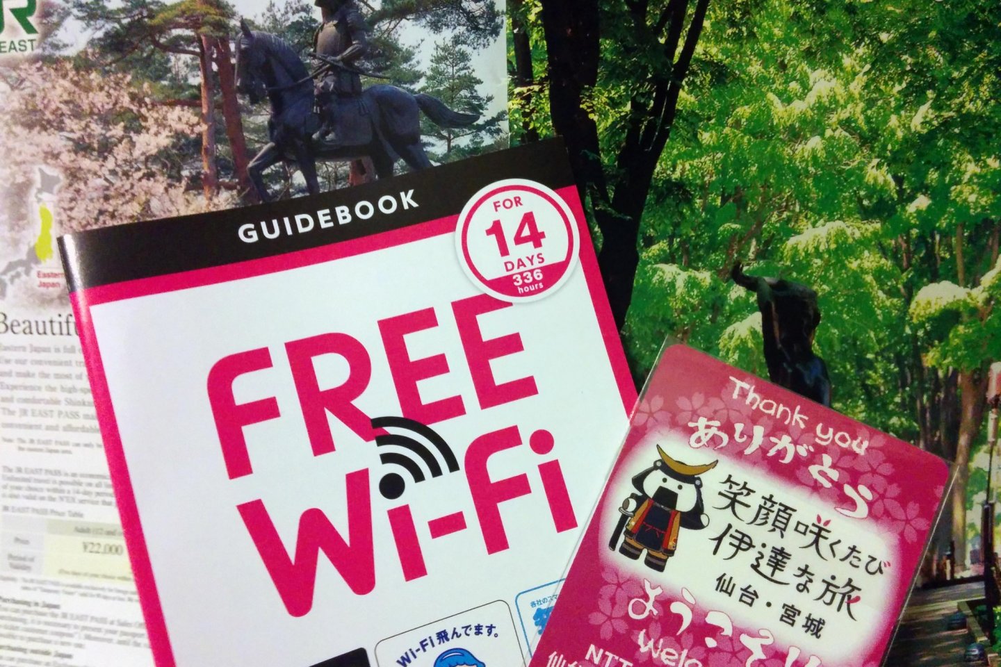 Pegue o seu cartão de Wi-Fi gratuito na estação de JR Sendai, no aeroporto ou destinos turísticos em Miyagi
