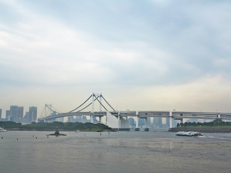 <p>东京湾和彩虹大桥。</p>