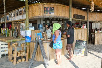 <p>The food counter and bar at Blue Moon beach house</p>