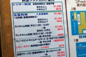 <p>Prices start at 1620 yen for a one day visitor&#39;s pass. Shoe rental is an additional 210 yen</p>