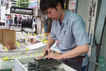 <p>Along with the fish, you will find fish related items for sale, such as knives and other cooking implements &ndash; you may even get to watch the knives being made</p>