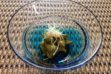 <p>Miso and green shoots sauce which gives you a feeling of springtime.</p>