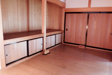 <p>Wooden interior of Yokokan Villa</p>