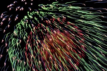 <p>A close up of one the 15,000 plus multi-colored fireworks</p>